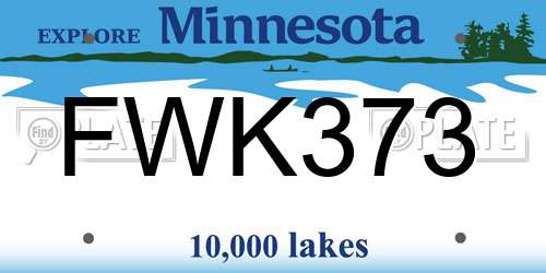 FWK373 Minnesota License Plate