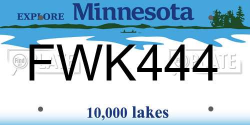 FWK444 Minnesota License Plate