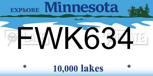 FWK634 Minnesota License Plate