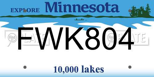 FWK804 Minnesota License Plate