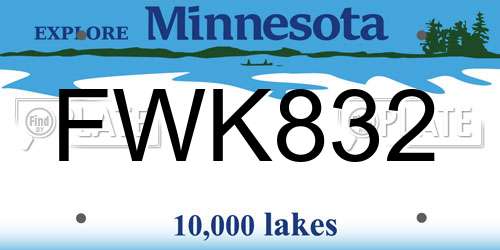 FWK832 Minnesota License Plate