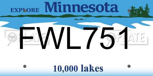 FWL751 Minnesota License Plate