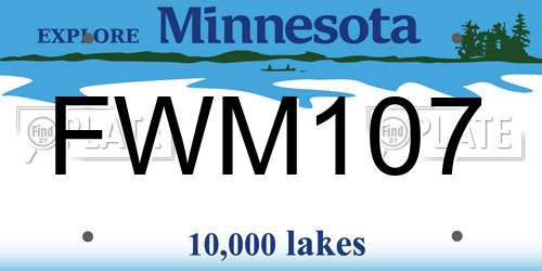 FWM107 Minnesota License Plate