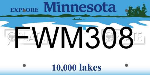 FWM308 Minnesota License Plate