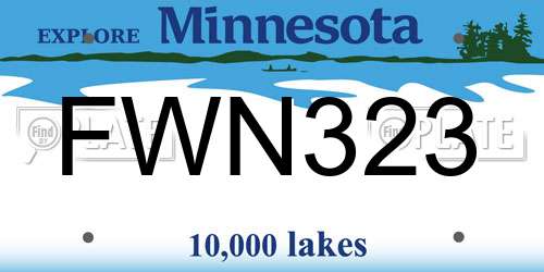 FWN323 Minnesota License Plate