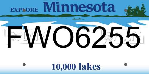 FWO6255 Minnesota License Plate