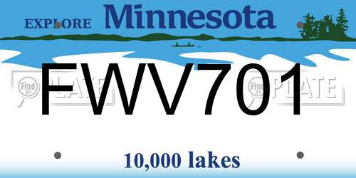 FWV701 Minnesota License Plate