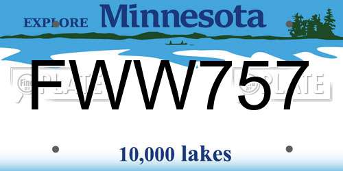 FWW757 Minnesota License Plate