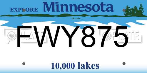 FWY875 Minnesota License Plate