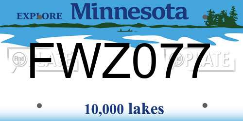FWZ077 Minnesota License Plate