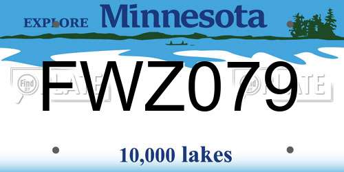FWZ079 Minnesota License Plate