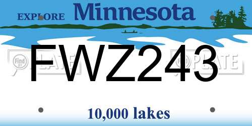 FWZ243 Minnesota License Plate