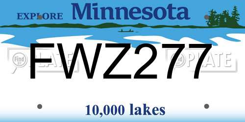 FWZ277 Minnesota License Plate