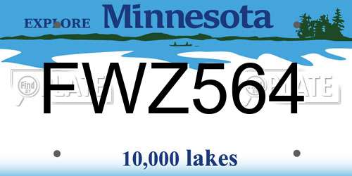 FWZ564 Minnesota License Plate