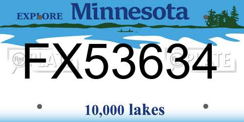 FX53634 Minnesota License Plate
