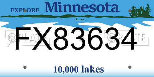 FX83634 Minnesota License Plate