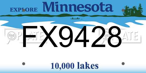 FX9428 Minnesota License Plate