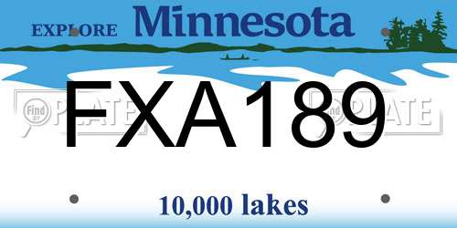 FXA189 Minnesota License Plate