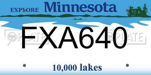 FXA640 Minnesota License Plate