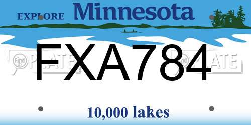 FXA784 Minnesota License Plate