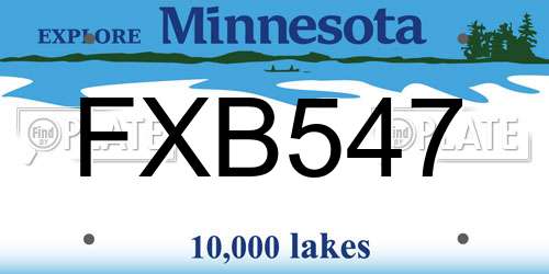 FXB547 Minnesota License Plate