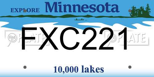FXC221 Minnesota License Plate