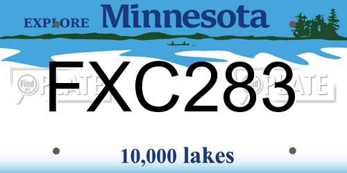 FXC283 Minnesota License Plate