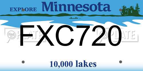 FXC720 Minnesota License Plate