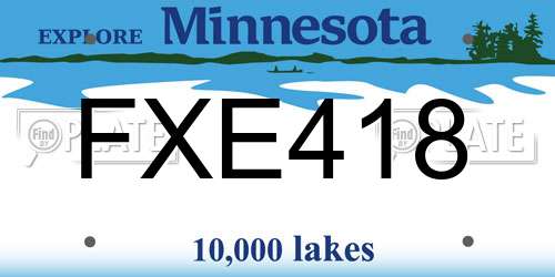 FXE418 Minnesota License Plate