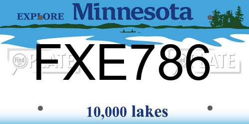 FXE786 Minnesota License Plate