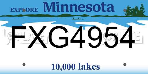 FXG4954 Minnesota License Plate