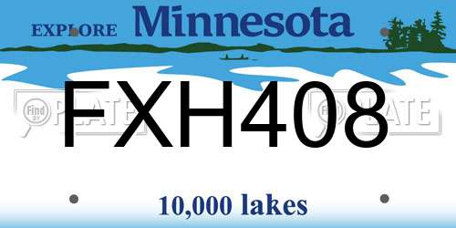 FXH408 Minnesota License Plate