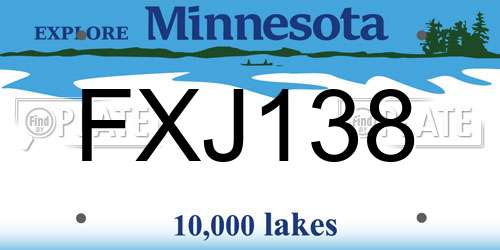 FXJ138 Minnesota License Plate