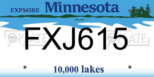 FXJ615 Minnesota License Plate