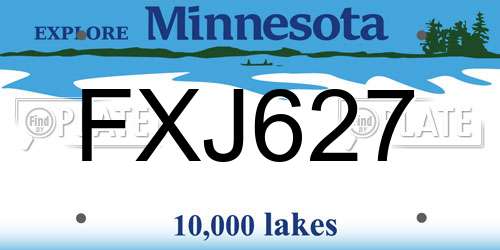 FXJ627 Minnesota License Plate
