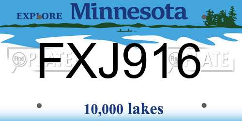 FXJ916 Minnesota License Plate