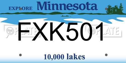 FXK501 Minnesota License Plate