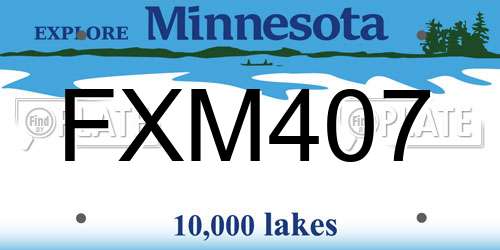 FXM407 Minnesota License Plate