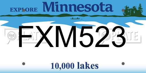 FXM523 Minnesota License Plate