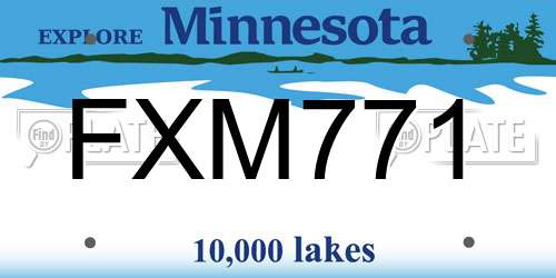 FXM771 Minnesota License Plate