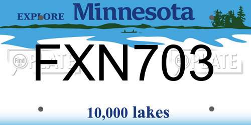 FXN703 Minnesota License Plate