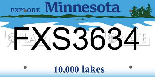 FXS3634 Minnesota License Plate