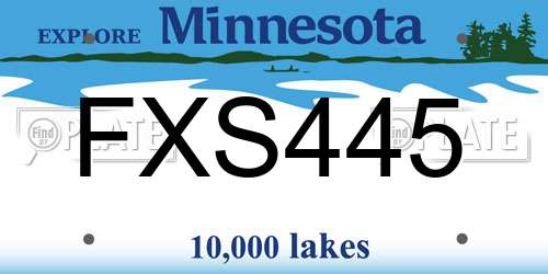 FXS445 Minnesota License Plate
