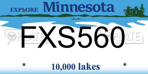 FXS560 Minnesota License Plate