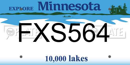 FXS564 Minnesota License Plate