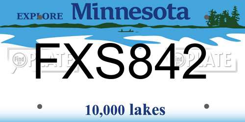 FXS842 Minnesota License Plate