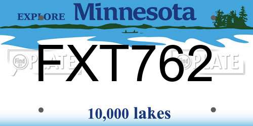 FXT762 Minnesota License Plate