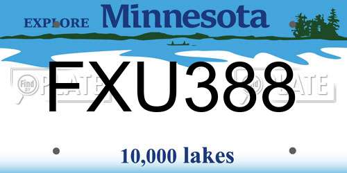 FXU388 Minnesota License Plate