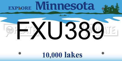 FXU389 Minnesota License Plate