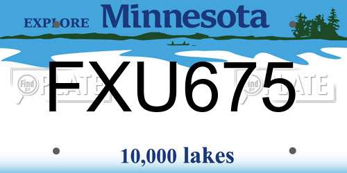 FXU675 Minnesota License Plate